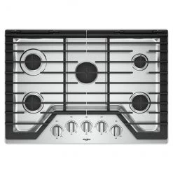 Whirlpool Gas Cooktop - 5 Burners - 30-in - 15,000 BTU - Stainless Steel