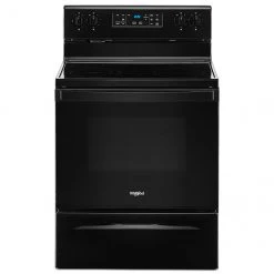 Whirlpool Black Freestanding Electric Range - Adjustable Self-Cleaning Levels - Smooth 4 Burner Cooktop - 5.3-cu ft